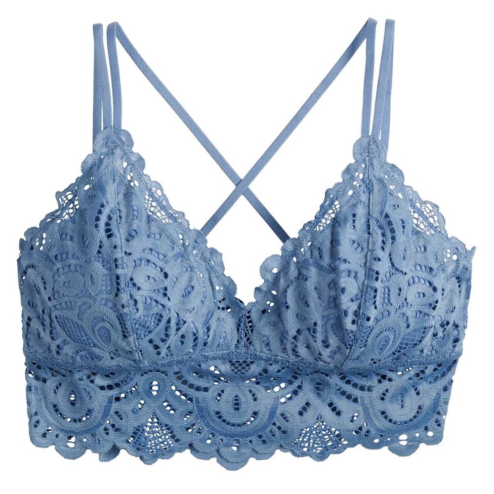 Juniors' SO® Strappy Lace Bralette SO51-020 Serenity Blue Small, Med NWT